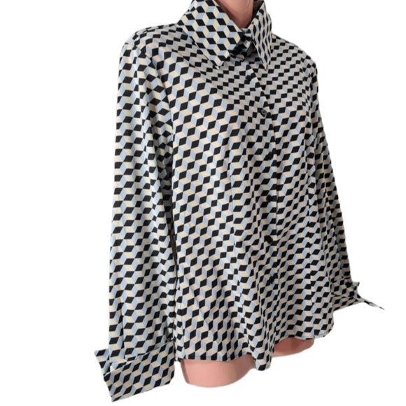 Express Tops - Express Women's Stretch Collared Button Up Beige,Black,Baby Blue Blouse 7/8